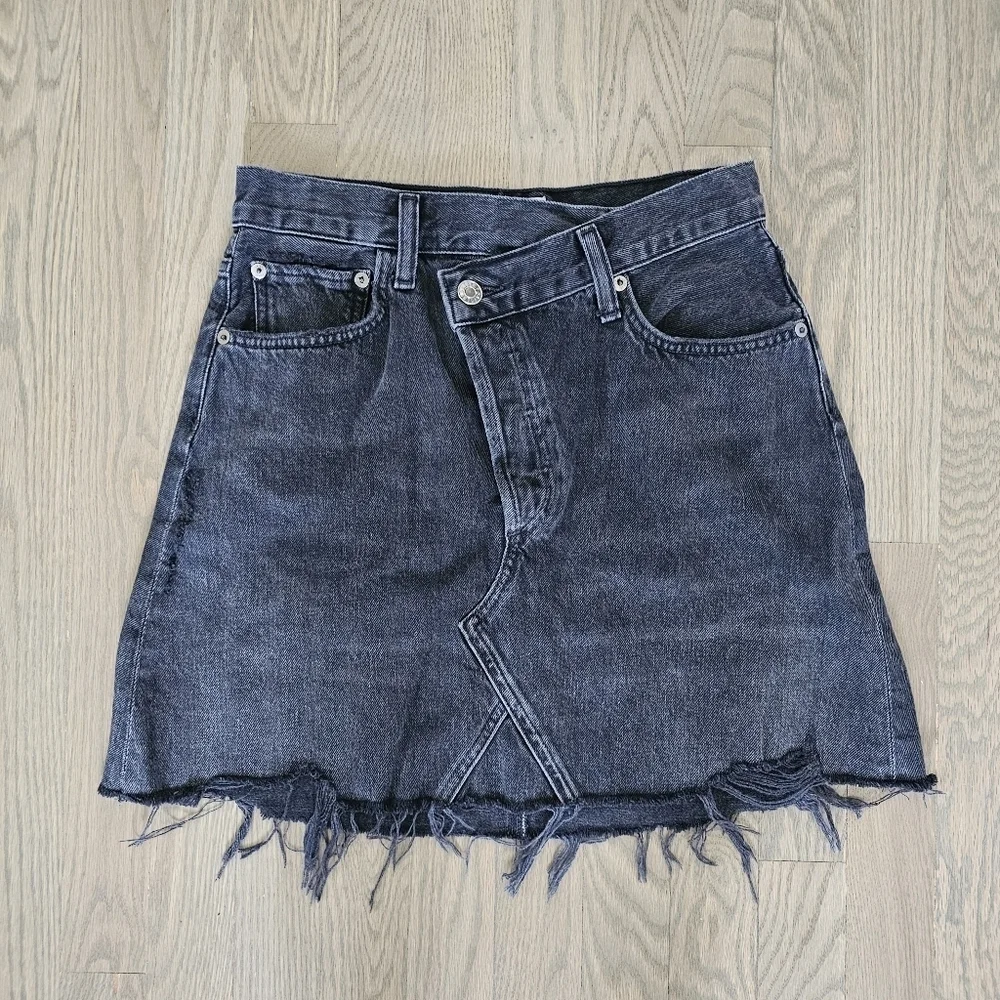 AGOLDE Criss Cross Mini Skirt Black Denim Size 25